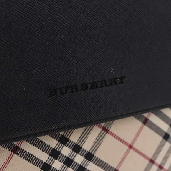 BURBERRY Nova Check Shoulder Bag Canvas Beige Silver Auth 184471A