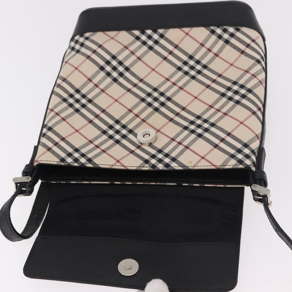 BURBERRY Nova Check Shoulder Bag Canvas Beige Silver Auth 184471A