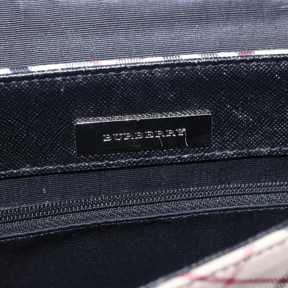 BURBERRY Nova Check Shoulder Bag Canvas Beige Silver Auth 184471A
