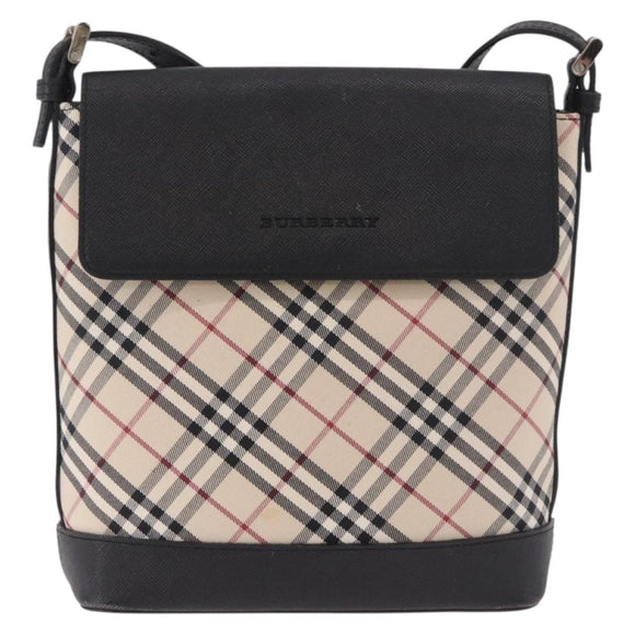 BURBERRY Nova Check Shoulder Bag Canvas Beige Silver Auth 184471A