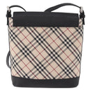 BURBERRY Nova Check Shoulder Bag Canvas Beige Silver Auth 184471A-2