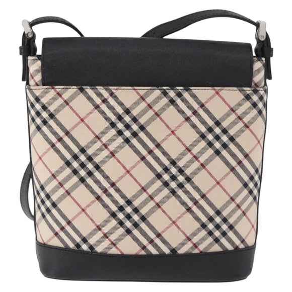 BURBERRY Nova Check Shoulder Bag Canvas Beige Silver Auth 184471A