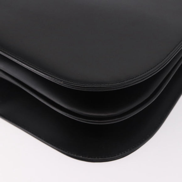 Burberrys Shoulder Bag Leather Black Silver Auth 184472A