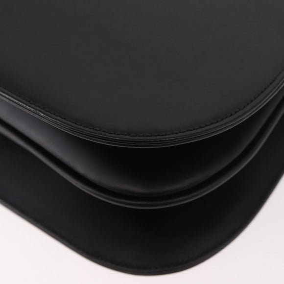 Burberrys Shoulder Bag Leather Black Silver Auth 184472A