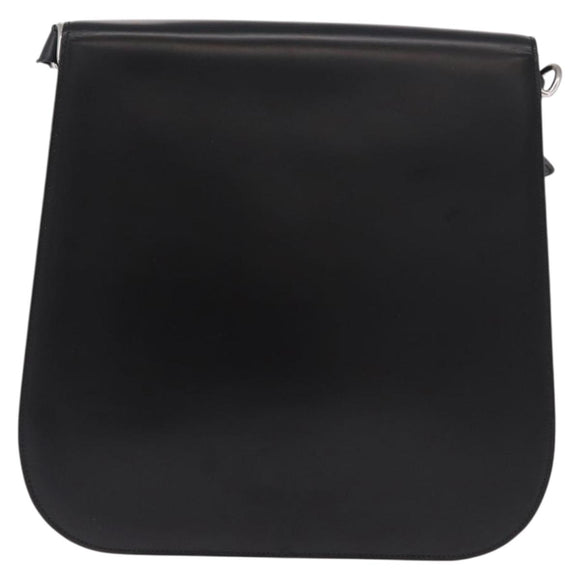 Burberrys Shoulder Bag Leather Black Silver Auth 184472A
