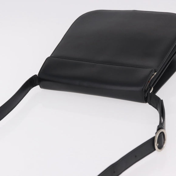 Burberrys Shoulder Bag Leather Black Silver Auth 184472A