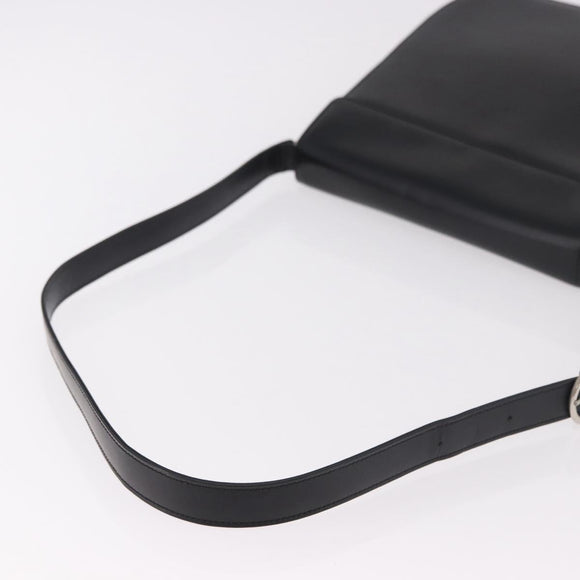 Burberrys Shoulder Bag Leather Black Silver Auth 184472A