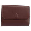 CARTIER Must Line Clutch Bag Leather Bordeaux Gold Auth 184473A-1