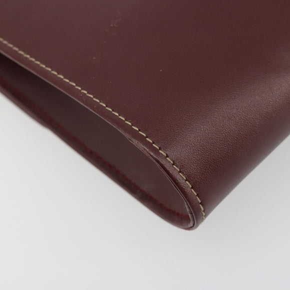 CARTIER Must Line Clutch Bag Leather Bordeaux Gold Auth 184473A