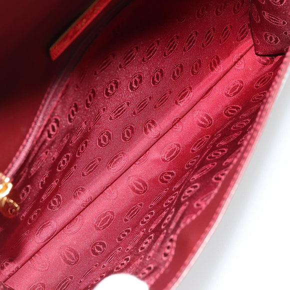 CARTIER Must Line Clutch Bag Leather Bordeaux Gold Auth 184473A