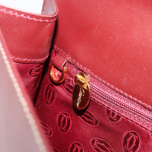 CARTIER Must Line Clutch Bag Leather Bordeaux Gold Auth 184473A