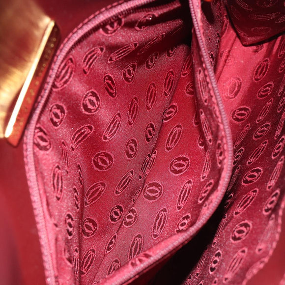 CARTIER Must Line Clutch Bag Leather Bordeaux Gold Auth 184473A