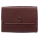 CARTIER Must Line Clutch Bag Leather Bordeaux Gold Auth 184473A-13