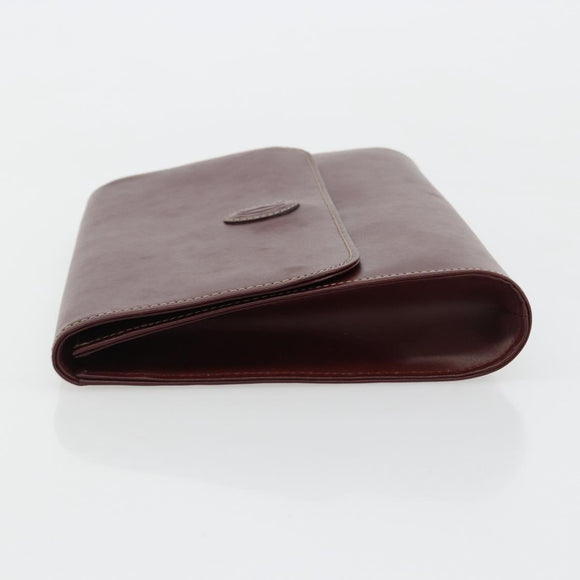 CARTIER Must Line Clutch Bag Leather Bordeaux Gold Auth 184473A