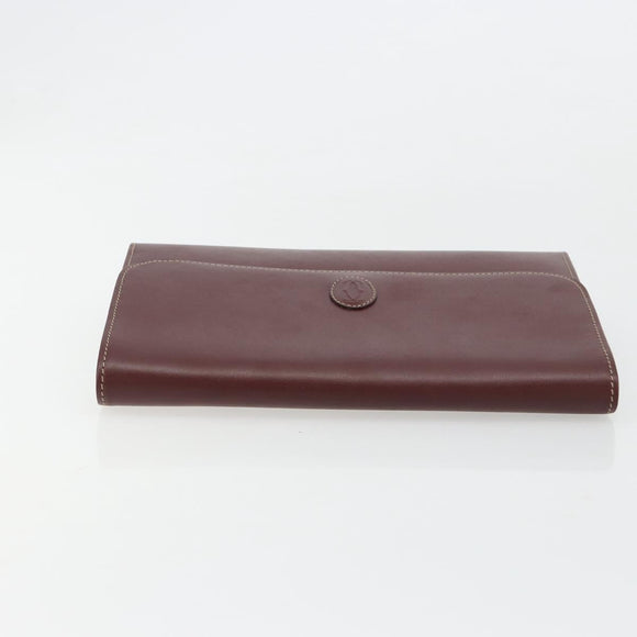 CARTIER Must Line Clutch Bag Leather Bordeaux Gold Auth 184473A