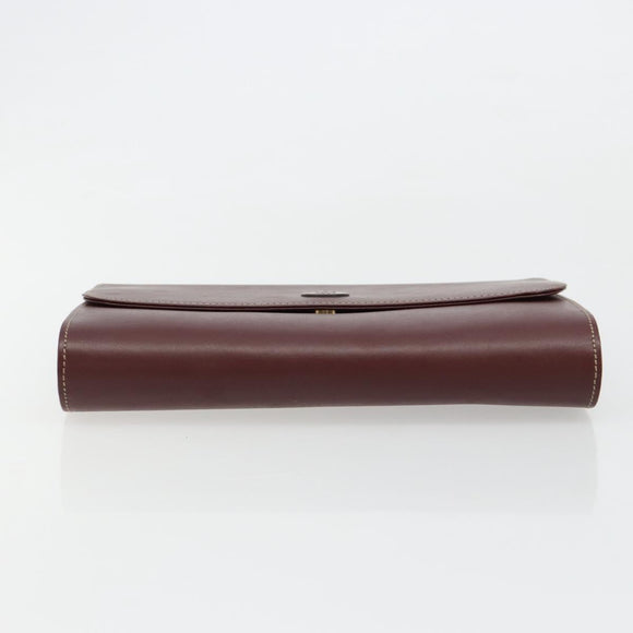 CARTIER Must Line Clutch Bag Leather Bordeaux Gold Auth 184473A