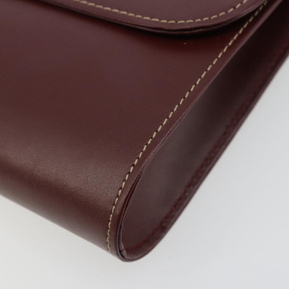 CARTIER Must Line Clutch Bag Leather Bordeaux Gold Auth 184473A