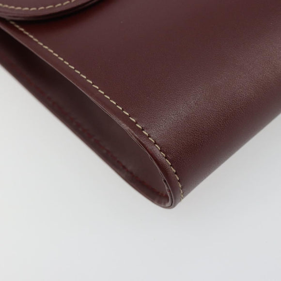 CARTIER Must Line Clutch Bag Leather Bordeaux Gold Auth 184473A