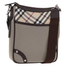 BURBERRY Nova Check Shoulder Bag Canvas Beige Silver Auth 184474A-1