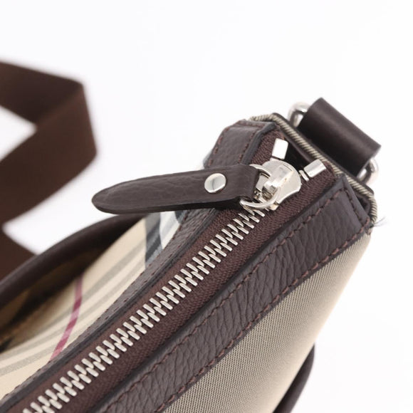 BURBERRY Nova Check Shoulder Bag Canvas Beige Silver Auth 184474A