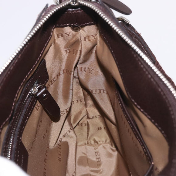 BURBERRY Nova Check Shoulder Bag Canvas Beige Silver Auth 184474A