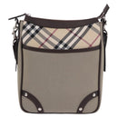 BURBERRY Nova Check Shoulder Bag Canvas Beige Silver Auth 184474A-13