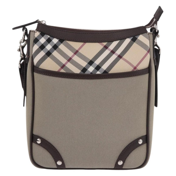BURBERRY Nova Check Shoulder Bag Canvas Beige Silver Auth 184474A