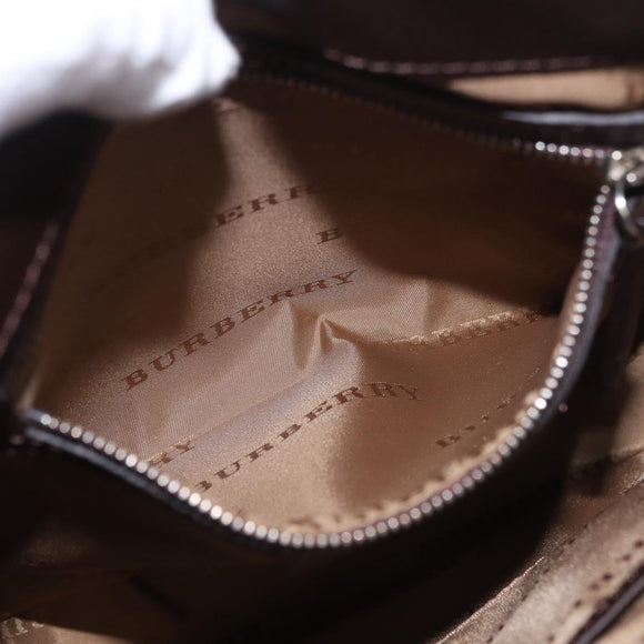 BURBERRY Nova Check Shoulder Bag Canvas Beige Silver Auth 184474A