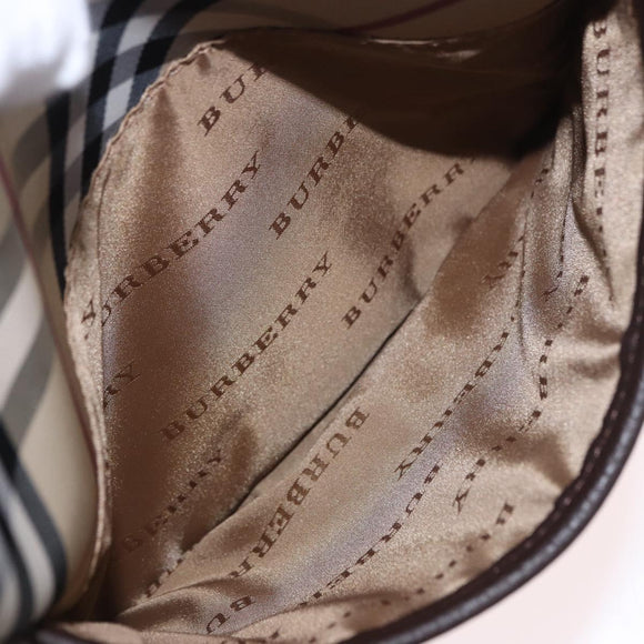 BURBERRY Nova Check Shoulder Bag Canvas Beige Silver Auth 184474A