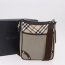 BURBERRY Nova Check Shoulder Bag Canvas Beige Silver Auth 184474A-12