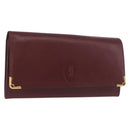 CARTIER Must Line Clutch Bag Leather Bordeaux Gold Auth 184475-1
