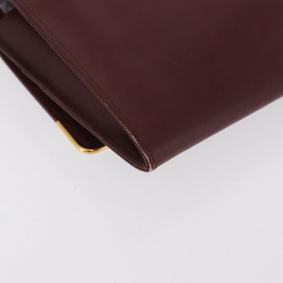CARTIER Must Line Clutch Bag Leather Bordeaux Gold Auth 184475