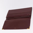 CARTIER Must Line Clutch Bag Leather Bordeaux Gold Auth 184475-12