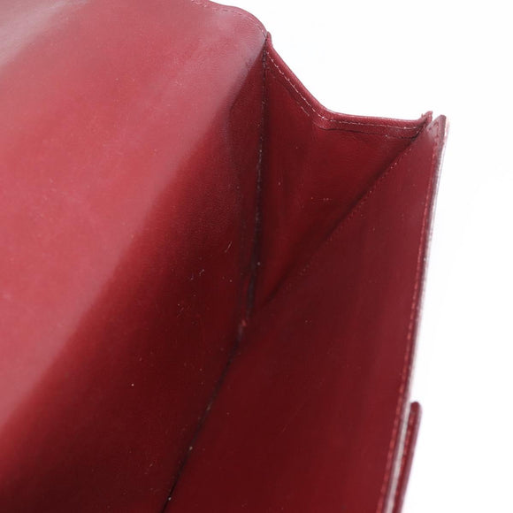CARTIER Must Line Clutch Bag Leather Bordeaux Gold Auth 184475