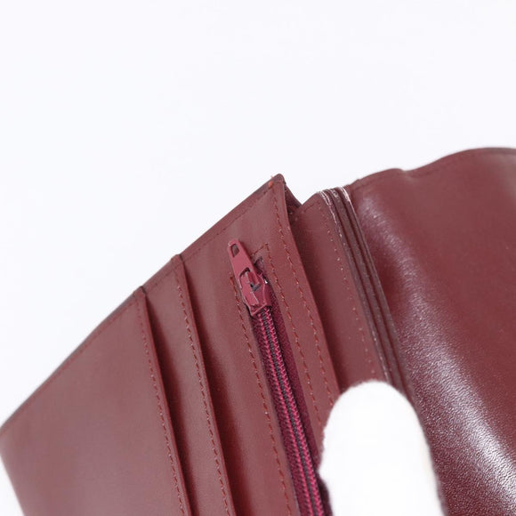 CARTIER Must Line Clutch Bag Leather Bordeaux Gold Auth 184475