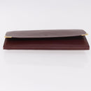 CARTIER Must Line Clutch Bag Leather Bordeaux Gold Auth 184475-7