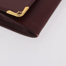 CARTIER Must Line Clutch Bag Leather Bordeaux Gold Auth 184475-8
