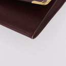 CARTIER Must Line Clutch Bag Leather Bordeaux Gold Auth 184475-9