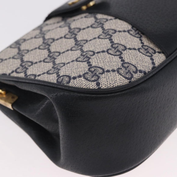 GUCCI GG Supreme Sherry Line Shoulder Bag PVC Navy Gold 10 02 024 Auth 184481