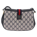 GUCCI GG Supreme Sherry Line Shoulder Bag PVC Navy Gold 10 02 024 Auth 184481-3