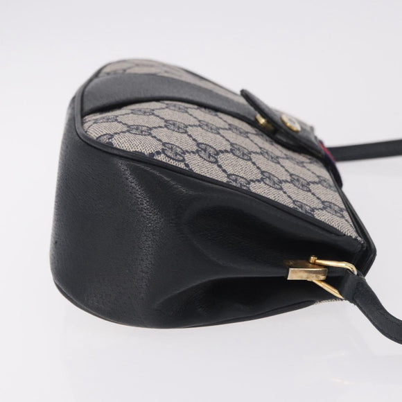 GUCCI GG Supreme Sherry Line Shoulder Bag PVC Navy Gold 10 02 024 Auth 184481