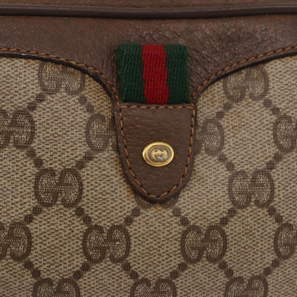 GUCCI GG Supreme Web Sherry Line Bag PVC Beige Gold 89 02 066 Auth 184482
