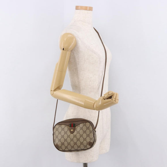 GUCCI GG Supreme Web Sherry Line Bag PVC Beige Gold 89 02 066 Auth 184482