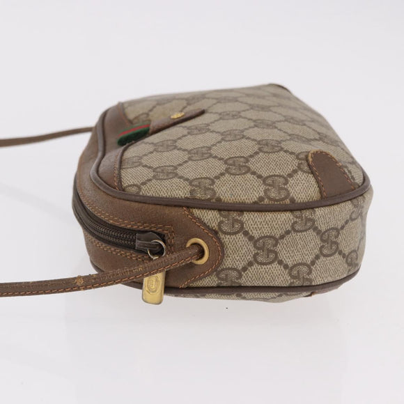 GUCCI GG Supreme Web Sherry Line Bag PVC Beige Gold 89 02 066 Auth 184482