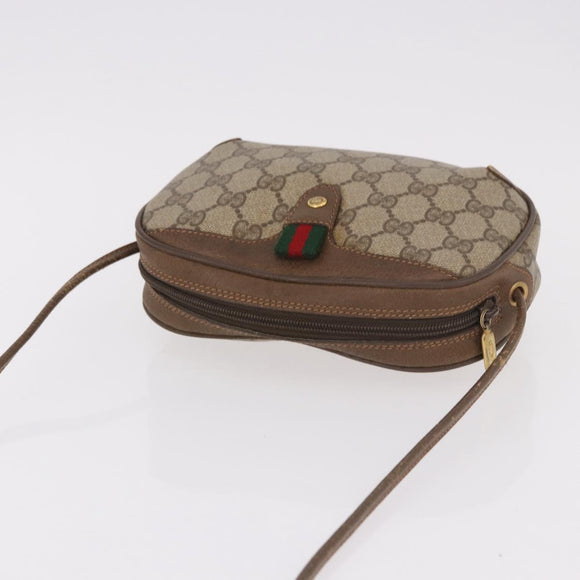 GUCCI GG Supreme Web Sherry Line Bag PVC Beige Gold 89 02 066 Auth 184482