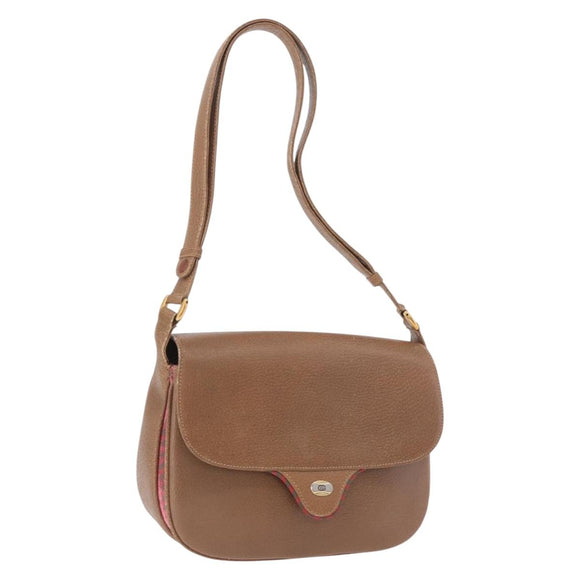 GUCCI Shoulder Bag Leather Gold Brown 72 02 104 Auth 184483