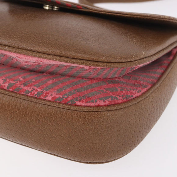 GUCCI Shoulder Bag Leather Gold Brown 72 02 104 Auth 184483