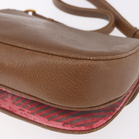 GUCCI Shoulder Bag Leather Gold Brown 72 02 104 Auth 184483