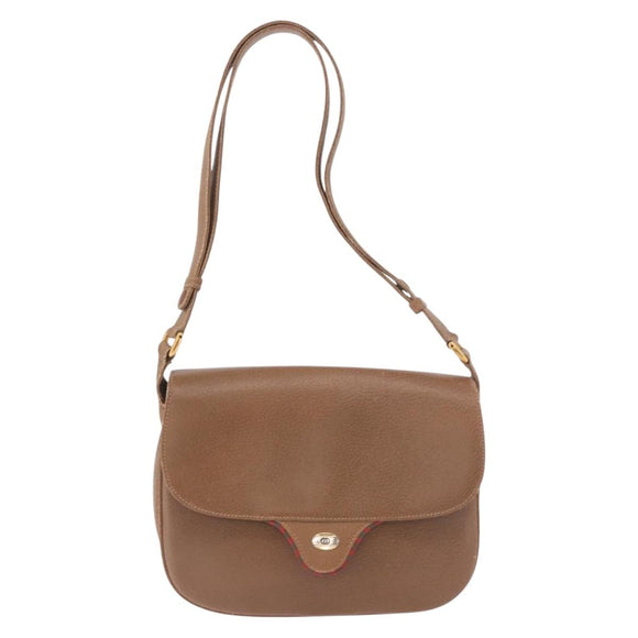 GUCCI Shoulder Bag Leather Gold Brown 72 02 104 Auth 184483