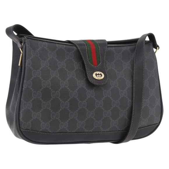 GUCCI GG Supreme Web Sherry Line Tas PVC Zwart Rood 116 02 076 Auth 184484